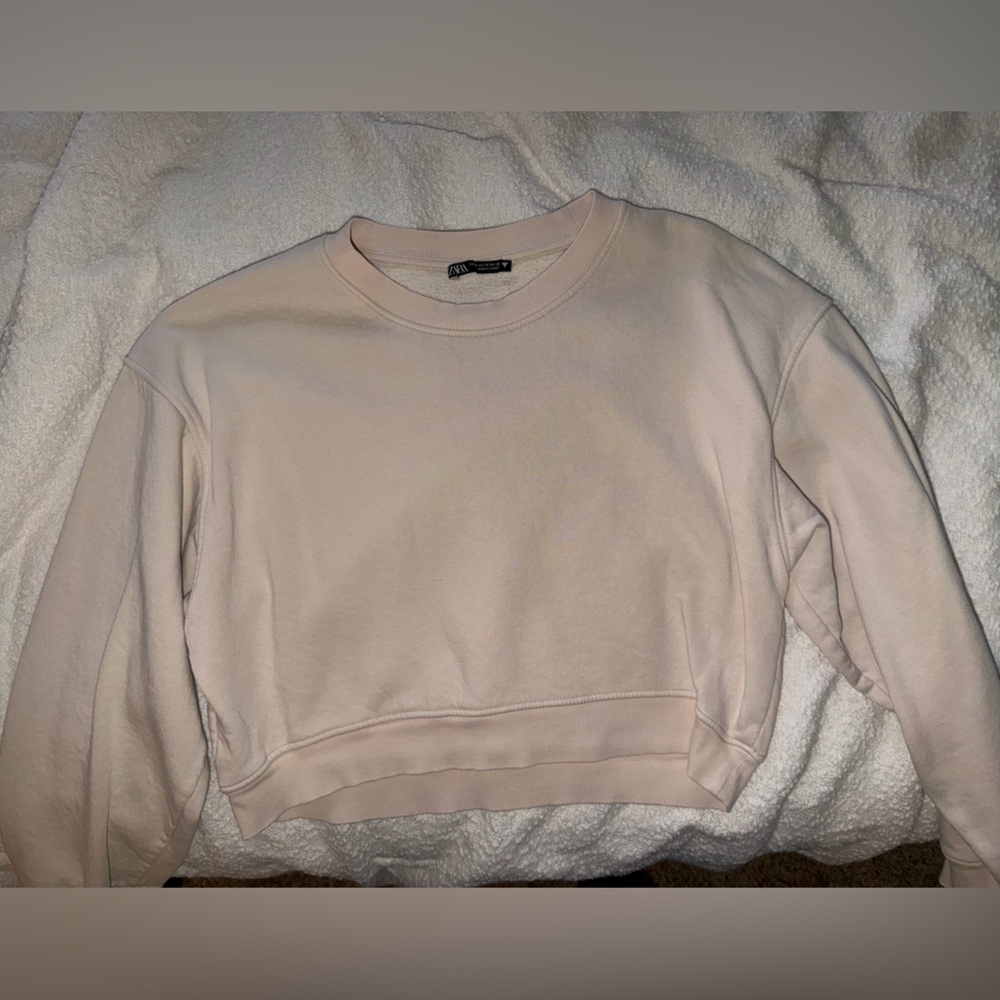 Zara Cream Cropped Crewneck